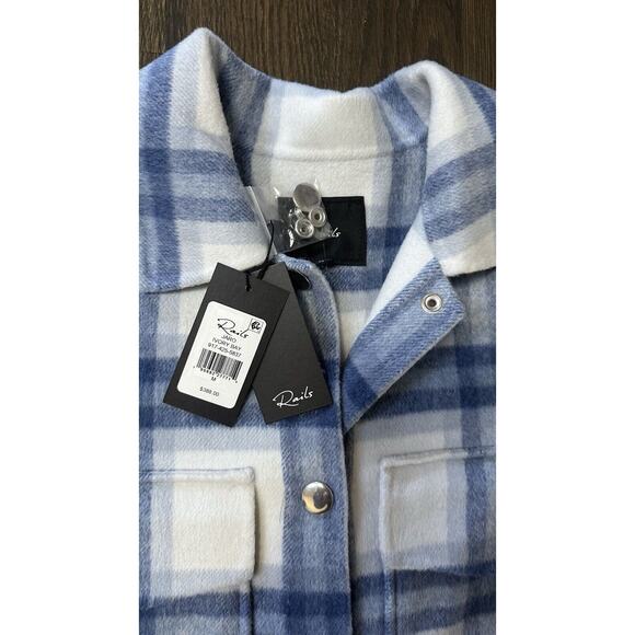 NWT Ret $ 399 Rails Jaro‎ Ivory Bay Coat Women Plaid - Size M - Picture 7 of 9